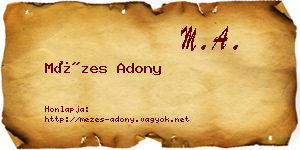 Mézes Adony névjegykártya